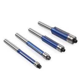 Cnamid5 Cutter Straight Flush Trim Router Bit Top Bearing 1/4" Shank Pattern Template Milling Woodwork Tool 4Pcs Carbide Blue & Silver