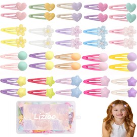 40 pcs Girl Hair Clips No Slip Hair Accessories for Girls 1.96 inch Cute Hair Accessory Heart/Flower/Star Hair Clips for Little Girls Kids