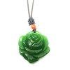 yigedan Natural Green Jade Rose Leather Rope Pendant Necklace, Leather,
