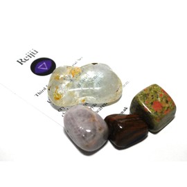 Reiki Energy Charged 'Third Eye Chakra' Healing Crystal Tumble Stone Gift Set