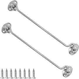 LICQIC 2 PCS Cabin Hook, Gate Latch Hook, Stainless Steel Eye Latch for Garage,Shed Door,Window (250 MM, Silve)