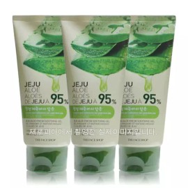 The Face Shop 더페이스샵 신선한 제주 알로에 수딩젤 300mlx3ea 민감성 피부진정 보습 수분크림 팩 The Face Shop Fresh Jeju Aloe Soothing Gel 300ml x 3ea Sensitive Skin Calming Moisturizing Hydrating Cream Pack