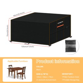 HEIMUNI Garden Table Cover Waterproof 120 x 90 x 75 cm Garden Furniture Cover Garden Table Tarpaulin Protective Cover Garden Furniture Tarpaulin Garden Furniture for Garden Tables Patio Furniture