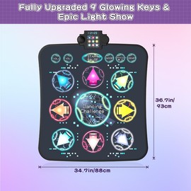 JOYCUDDLE Upgraded Dance Mat Toys for Kids 3-12 Years, Electronic Dance Pad with Light-Up 9-Buttons, 3 Game Modes, Adjustable 7-Level Volume, 9 LED Game Lights, Birthday for Girls and Boys