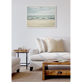 Kate and Laurel Sylvie Beach 2 Framed Canvas Wall Art by Emiko and Mark Franzen of F2Images, 18x24, White