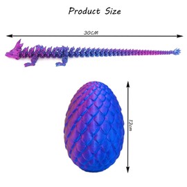 3D Printed Dragon, 13CM Flexible Joints 3D Printed Dragon In Egg, Articulated Dragon Fidget Toy, Creative Decoration For Home Office Desk 3D Printed Fidget Toy (Purple Red)