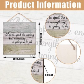 WengBeauty Not to Spoil The Ending, But Everything Is Ok Wood Sign, Modern Farmhouse Wall Decor Hanging Sign, Home Decor, Rustic Decor, Inspirational Motivational Plaque, Housewarming Gifts 8x8 Inch