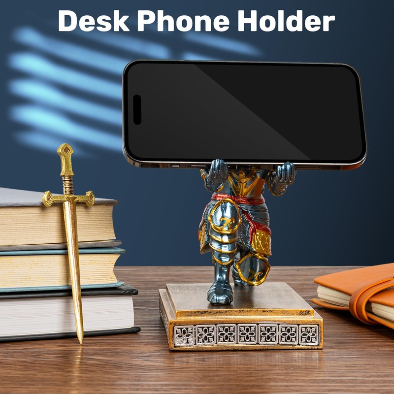 Akulgaci Medieval Knight Pen Holder with Sword, Kneeling King's Guard