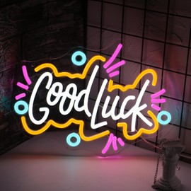 Radineon Good Luck Neon Signs for Wall Decor, LED Luck Neon Light for Business, Dimmable Light Up Signs with USB Powered for Bedroom, Office, Gaming Room, Party, Teen Girls Decor