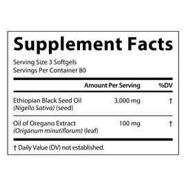 ROWKDRKB Ethiopian Black Seed Oil Capsules 3,000mg, 240 Softgels