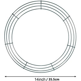 KAHEIGN 4 x Wire Wreath Rings, Wire Wreath Frame, 14 Inch Wire Wreath Making Rings for Christmas, New Year, Valentine's Day Decoration (Dark Green)