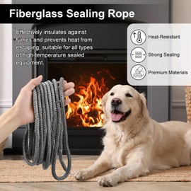 12 mm x 2.5 m Sealing Cord for Fireplace Stove Sealing Cord High-Quality Oven Sealing Cord Oven Tape 12 mm for Fireplace and Stove (Diameter 12 mm x 2.5 m)