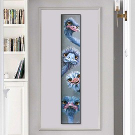 5D Diamond Painting Kits for Adults DIY Large Ostrich Animal Round Drill (45.3 x 9.8 Inch) Crystal Rhinestone Embroidery Pictures Diamond Painting Kits for Home Wall Decor