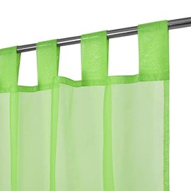 Megachest lucy Woven Voile Tab Top Curtain a pair with ties (28 colors) with tie backs (lime, 56" wideX54 drop(W142cmXH137cm))