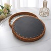 Round Rattan Tray for Kitchen Decor and Serving - Coffee
