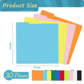 30 Pcs Vinyl Record Dividers Bulk Plastic Album Lp Record Dividers Multicolor Vinyl Separators with Tabs for 33 RPM, 13 x 13 Inches