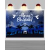 Mocsicka Merry Christmas Nativity Backdrop Blue Large Merry Christmas Party