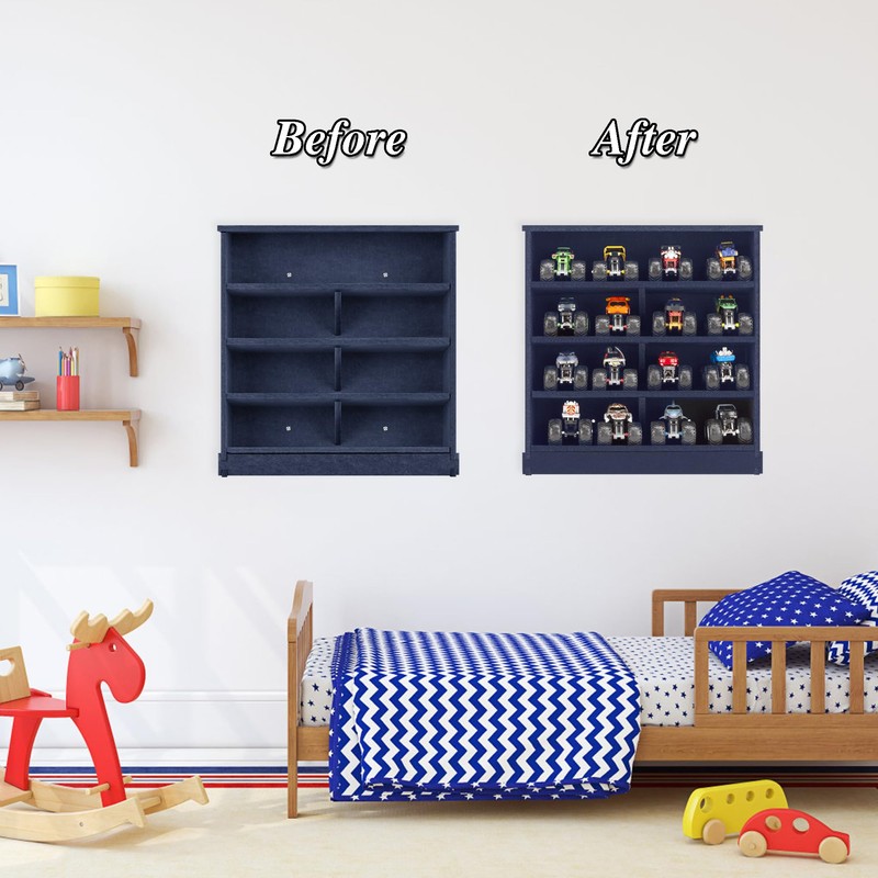 Felt Monster Trucks Display Case, Wall-Mounted Display Case Fit for