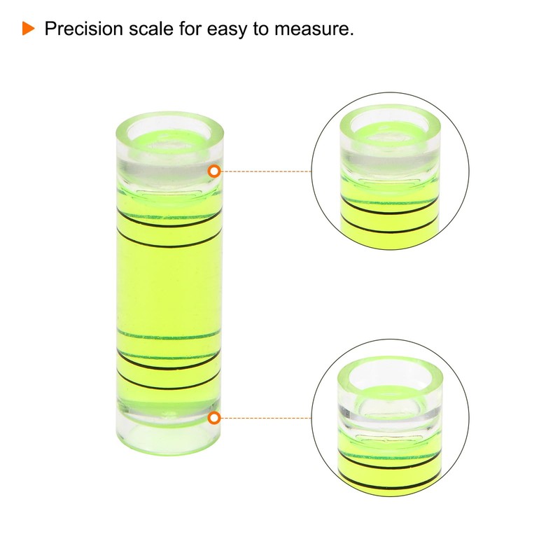 sourcing map 10pcs Small Cylindrical Bubble Level Vials 9.5x30mm PMMA