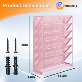 Kuntine.B Wall File Organizer (Pink, 7 Tier)