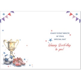 doodlecards Great Grandson Birthday Card Footballer's Trophy Large A4 Size with Plain Envelope