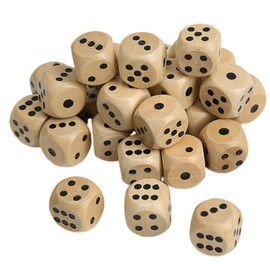 Pack of 40 Wooden Dice Game, 16 mm Standard Wooden Dice, 6-Sided Dice, Natural Wooden Game Dice, Adults, Children, Table Game for Party Games, Card Game, Home Party Game Accessories