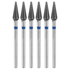 sourcing map 6pcs 120-140 Grits Diamond Grinding Bit 4.2mm Bullet-Head 2.35mm Shank 12mm Length Stone Sanding Drill Bits Rotary Tool for Ceramic Glass Nails Grinding Polishing