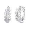 925 Sterling Silver Huggie Hoop Earrings | Hypoallergenic Leaf Hoop