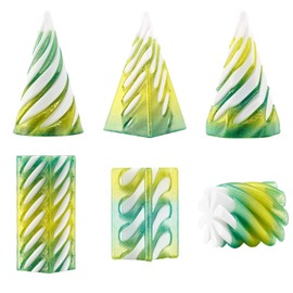 6-Pack 3D Printed Spiral Fidget Toys | PLA Stress Relief Toys for Adults & Kids | Impossible Cone & Pyramid Design (Vibrant Colors) (Green)