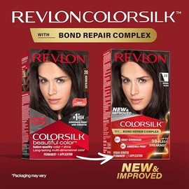 REVLON Revlon ColorSilk with Bond Repair Complex, Black Permanent Hair Color, 100% Gray Coverage, Ammonia Free Hair Dye, Vegan Keratin, 20 Brown Black (Pack of 3)