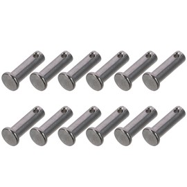 Clevis Pins 12Pcs 304 Stainless Steel Smooth 20/25/30/35/40/45/50/55/60mm Flat Head M8 Single Hole Clevis Pins