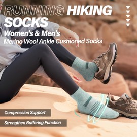 MOSEY KOSY 6 Pairs Merino Wool Socks Women Men Unisex Quarter Running Walking Hiking Work Thermal Winter Warm Compression Support Breathable Thick Cushion Socks(Multicolor Series,3-7)