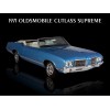 1971 Oldsmobile Collectible Metal Sign: Cutlass Supreme Convertible in Blue