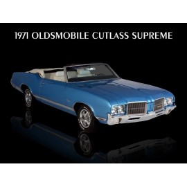 1971 Oldsmobile Collectible Metal Sign: Cutlass Supreme Convertible in Blue