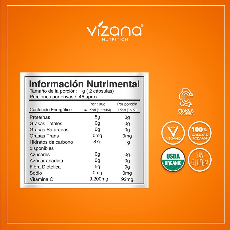VIZANA NUTRITION | Camu Camu Orgánico Certificado en Cápsula Pullulan