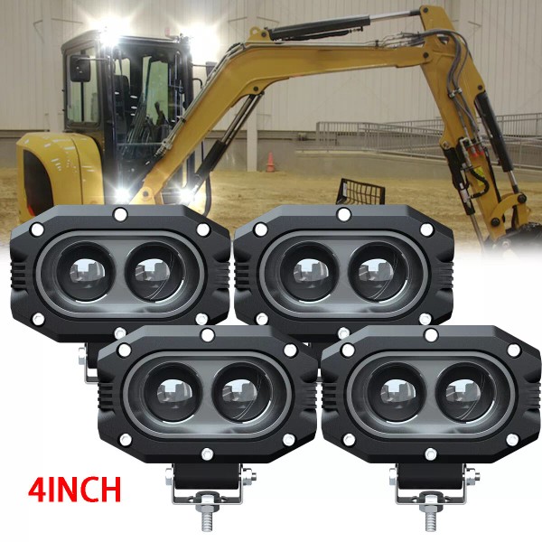 SHENKENUO 4x 4'' LED Headlight for Caterpillar Skid Steers Excavator