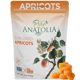 Turkish Sun Dried Apricots by Pure Anatolia, No Sugar Added, Non GMO, Vegan, Halal, Kosher, Healthy Whole Fruit Fiber Snacks, 5 oz Resealable Pack