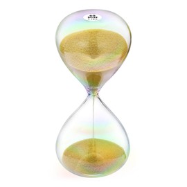 Hourglass 60 Minute Sand Timer with 7 Colored Glass & Gold Sand Clock, Large Sand Watch 60 Min, Reloj de Arena 60 Minutos, 1 Hour Glass Sandglass Minimalist, for Home, Desk, Office Decorative