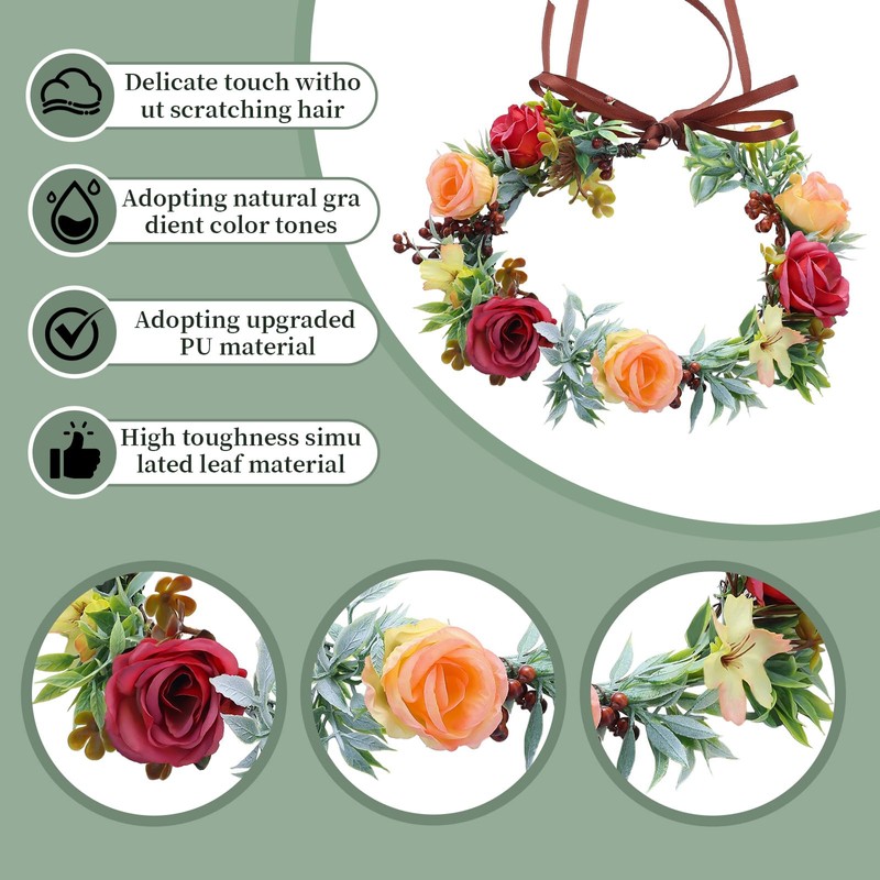 Flower Crowns for Women - Artificial Rose Flower Crown Flower