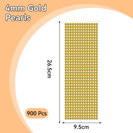 900 Stück Gold Imitationsperle Glitzersteine, Selbstklebend Strasssteine Gold, 4mm Hemisphäre Glitzersteine, Acryl Halbrunde Perle Selbstklebender Aufkleber, für Gesicht, Augen, Fotorahmen