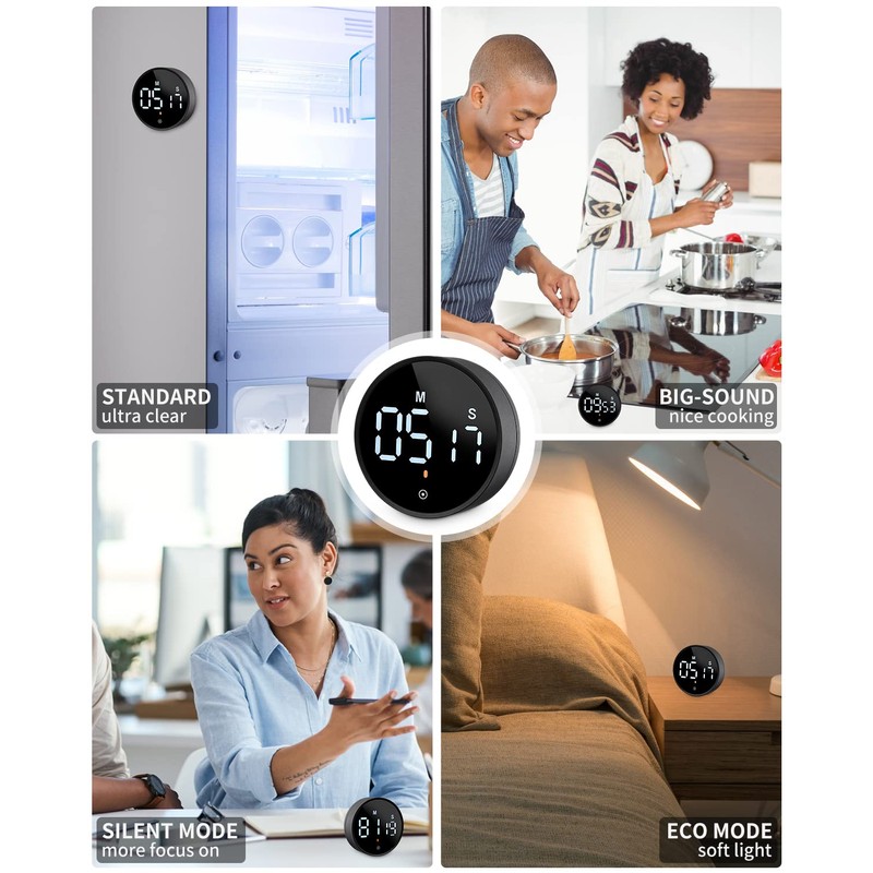 Birshe Magnetic Timer Smart Timer Kitchen Alarm Clock Digital Magnetic