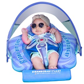 2025 Floating Bed Mambobaby Float with Canopy UPF 50+ Sun Protection Non-Inflatable Solid Swim Pool Float Mambo Baby Smart Swim Trainer Infant Swim Ring