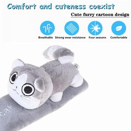 Pack of 2 Car Seat Belt Pads, Universal Cartoon Seat Belt Covers, Shoulder Strap Pads, Soft Cushion for a More Comfortable Driving, Compatible with Children, Teenagers, Adults (Grey Cat)