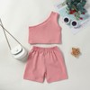 Molgkyo Toddler Baby Girl Summer Clothes Solid Color One Shoulder
