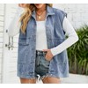 PAODIKUAI Women's Denim Vest Mid Long Jean Vest Sleeveless Jackets