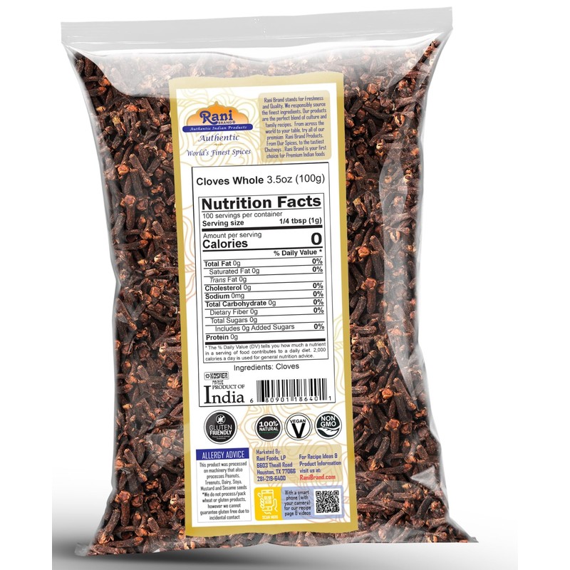 Rani Cloves Whole (Laung) 3.5oz (100g) Great for Food, Tea,