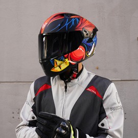 VCOROS Full Face Dual Visor Motorcycle Helmet for Adults Motorbike Street Bike Racing Helmets DOT Approved with Black Visor(X9 Monster Clown,M)