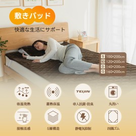 TEIJIN Antibacterial + Camellia Oil Beautiful Skin Mattress Pad, Single, 5 Layer Structure, Beautiful Skin Beautifying Hair Moisturizer, Antistatic, Moisture Absorbent, Heat Generating, Heat Retention, Antibacterial, Odor Resistant, Anti-mite, SEK Certif