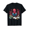 Octopus Reading Book Coffee Lover Bookaholic Bookworm Reader T-Shirt