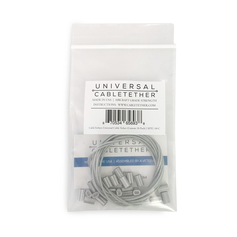 Universal CableTether - Heavy Duty Custom Length Cable Tethers (10